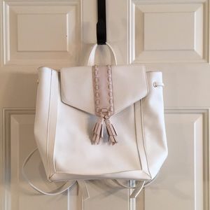 White and Blush Backpack Style Purse